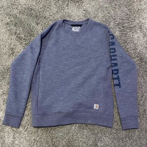 Carhartt Men’s Navy Space-Dyed Crewneck with Sleeve Logo